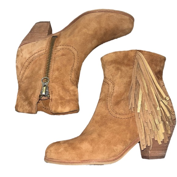 Sam Edelman Louie Suede Fringe Ankle Boots - Picture 5 of 16